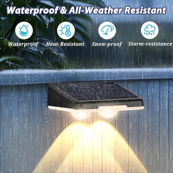 Solar Fence Lights Outdoor 8-Pack, Waterproof Fence Light Solar Powered with 3 Modes (3000K/4500K/6500K) for Outside, Patio, Deck, Stair, Step, Garden, Backyard, Walkway, Pathway, Railing