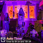 4-Pack 4ft Halloween LED String Lights, Waterproof Timer Lights