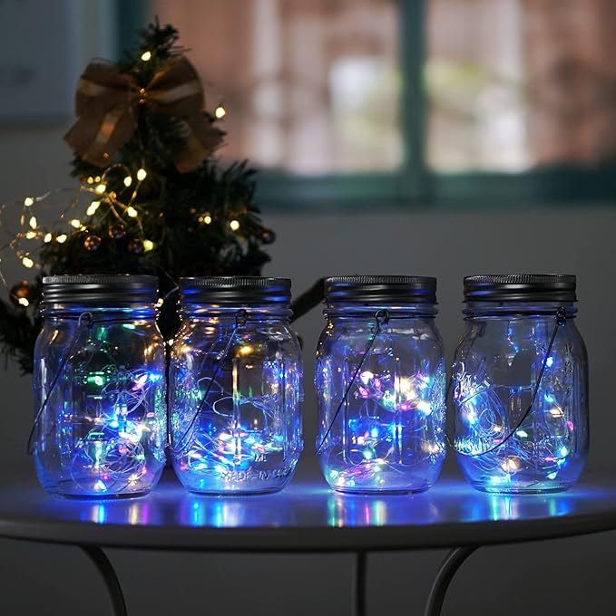 4-Pack 30 LED Christmas Twinkle Lights, Waterproof for Porch