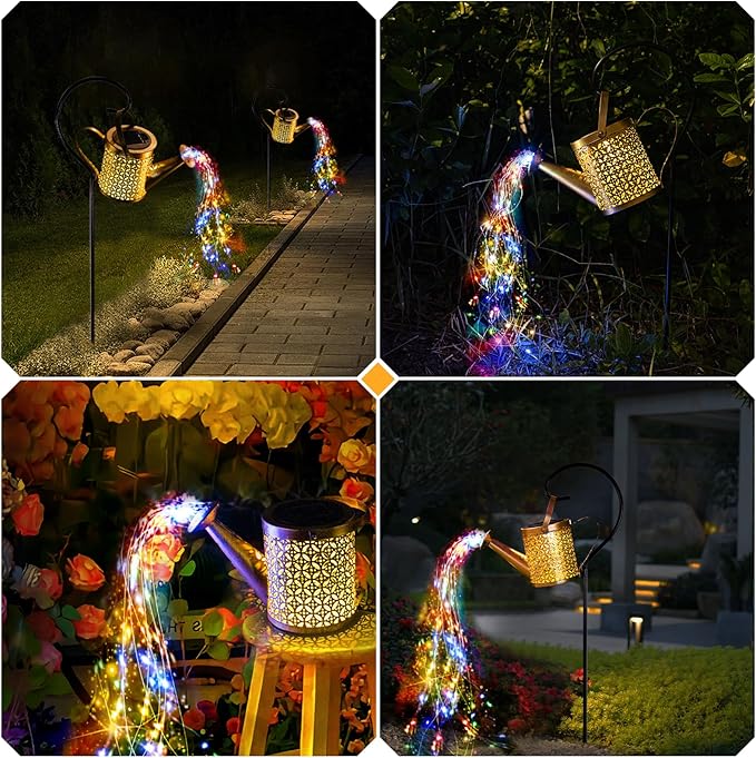 Flower Solar Patio Lanterns, Metal Waterproof LED