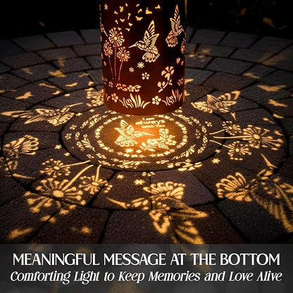 FLAGWIX Sympathy Gifts for Loss of Loved One - Memorial Solar Lanterns Outdoor Waterproof Decor - Hummingbird Gifts for Women, Bereavement Memorial Gift for Mom Grandma, Decorative Lantern for Garden