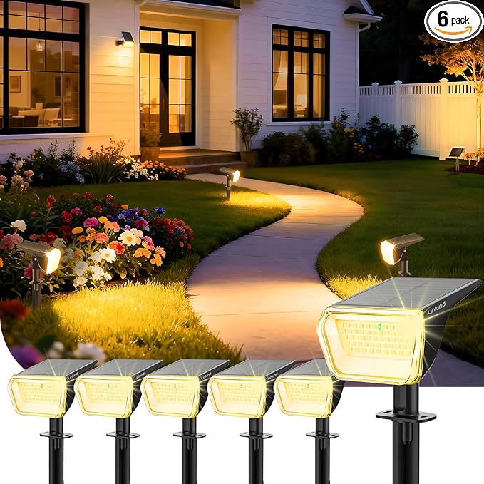 6-Pack Solar Spotlights, 60 LED Landscape Lights