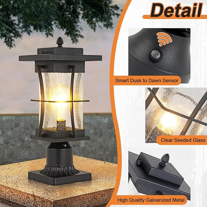 Post Lighting Fixture for Outdoor Posts, Black Waterproof