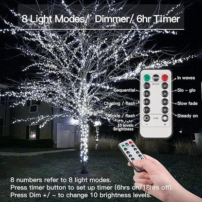 200 LED Christmas Twinkle Lights, 66ft Waterproof for Backyard