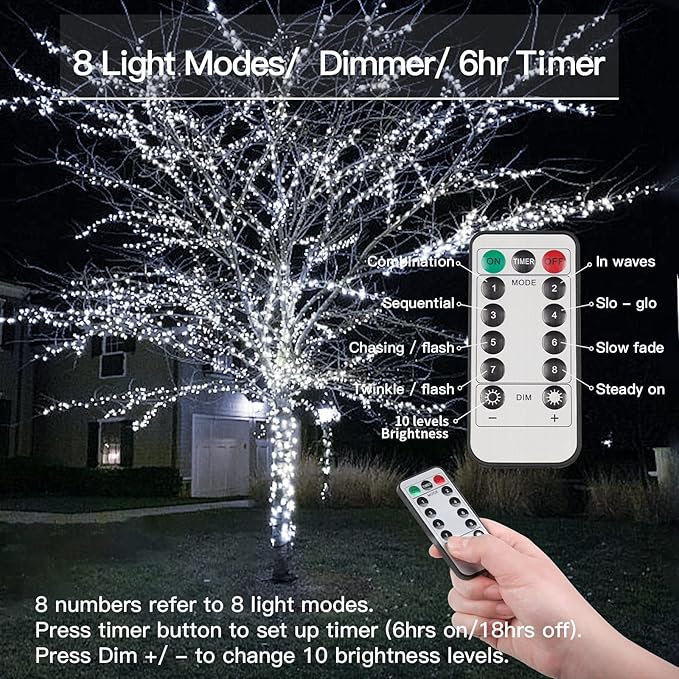 Christmas Yard String Lights, 33ft 100 LED Waterproof