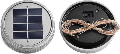 Cooo 6 Pack Upgraded Solar Mason Jar Lid with 30 LED Firefly Light – 215% Larger Solar Panel, Waterproof Anti-Rust Cover, Fits Standard Mouth (Jar Not Included), for Patio Garden Lanterns