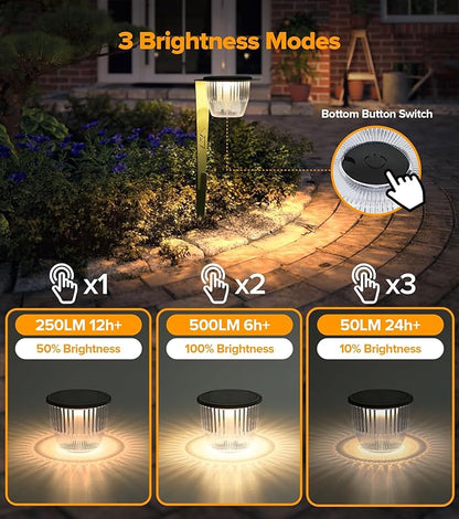 Solar Pathway Lights Outdoor, Super Bright 500 lumens with 2-in-1 Solar Powered and USB Charging Modes, IP65 Waterproof, Auto On/Off Garden Lights for Lawn Patio Walkway, Green (4 Pack)