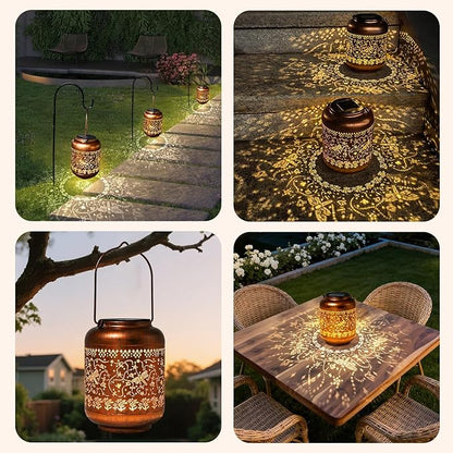 Dragonfly Solar Lanterns Outdoor Waterproof, Birthday Gifts for Women Metal Hanging Solar Lights for Yard Garden Decor Dragonfly Gardening Mothers Day Gifts for Mom Grandma