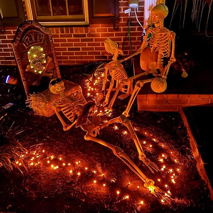 Orange Halloween String Lights Outdoor 100LED Battery Operated Fairy Lights with Waterproof Remote Timer for Garden Party Holiday Thanksgiving Day Halloween Décor