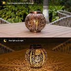 Moroccan Solar Hanging Lanterns 2-Pack, Metal Backyard Decor