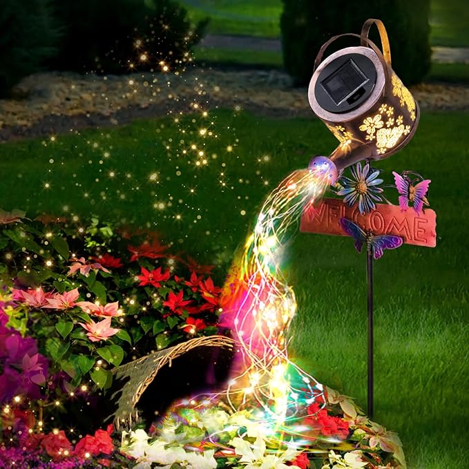 Solar Watering Can Light - Solar Lights Yard Decorations Outdoor,Garden Decor Lights for Yard,IP65 Waterproof Hanging Lantern Lights,Outside Garden Flower Bed Decor Light for Moms Birthday