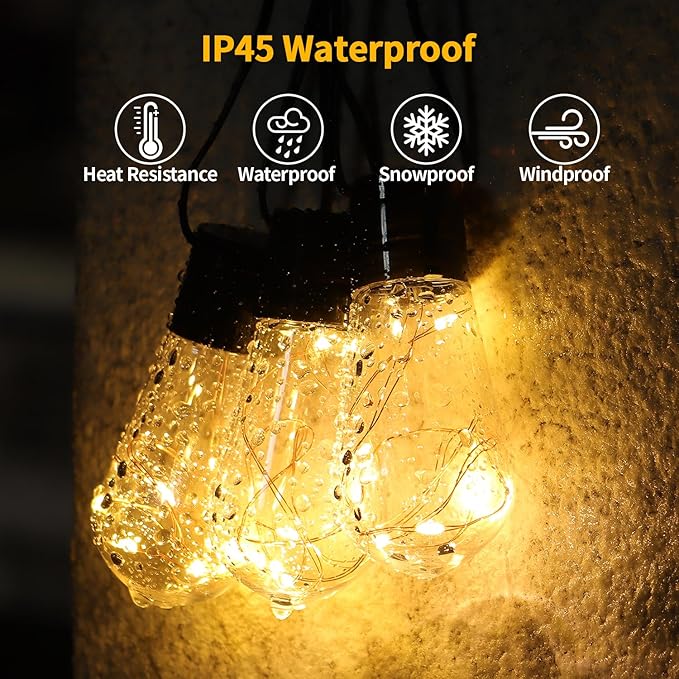 20 Hanging Bulb Battery Operated String Lights, 14FT 100 LED Vintage Bulbs Battery Outdoor Lights, Waterproof Indoor Outdoor Lights for Patio, Classroom, Home, Tent, Wedding, Party, Farmhouse Decor