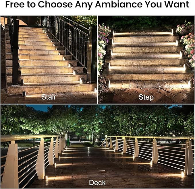 Brown Solar Step Light Outdoor Stair Lights, Deck Lights Outdoor Powered IP65 Waterproof, 6500K Cool White Solar Outdoor Step Light, Decor for Stair, Deck, Step,Porch and Outside Patio,6 Pack