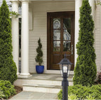 Black Lamp Post Light with Planter, Solar Outdoor