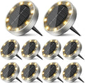 Solar Flat Disk Lights 10-Pack, Waterproof Garden