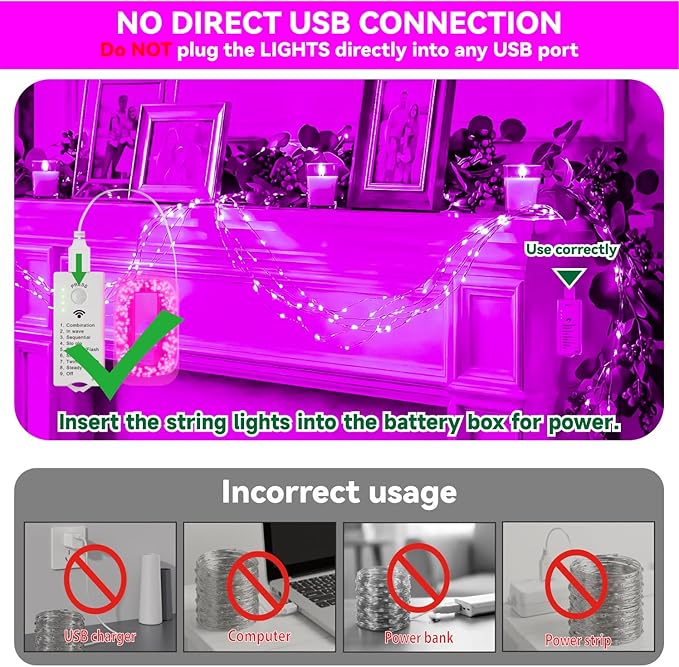 16ft Christmas LED String Lights, Waterproof Timer Lights