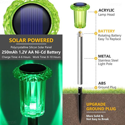 St Patricks Day Decorations Solar Lights Outdoor 10 Pack Solar Pathway Lights Green Halloween Decorations Waterproof Yard Lighting for Driveway Garden Walkway Path Landscape Lawn