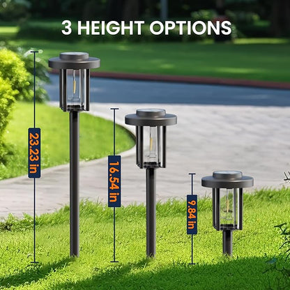 GIGALUMI Solar Pathway Lights, 3 Pack Garden Solar Outdoor Lights, IP65 Waterproof Landscape Lighting for Yard and Walkway, Solar Powered Garden Decor for Outside Patio Porch, Warm White
