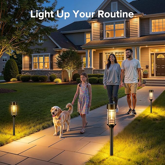LETMY Solar Pathway Lights Outdoor, 2 Pack Solar Lights Outdoor Waterproof IP65, Bright Solar Garden Lights Outdoor, Auto On/Off Outdoor Solar Lights for Yard Walkway Driveway Landscape Garden Decor