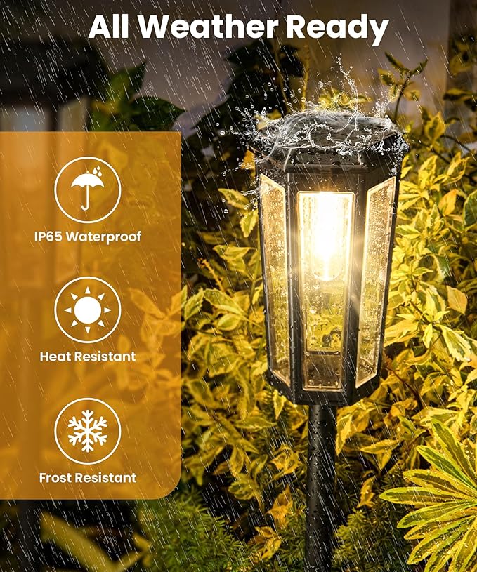 Solar Pathway Lights 6 Pack, 2 Modes Auto On/Off 40 Lumens Waterproof IP65 Landscape Lighting, Solar Lights Outdoor Walkway, Outside Lights Solar Power for Yard Garden Patio