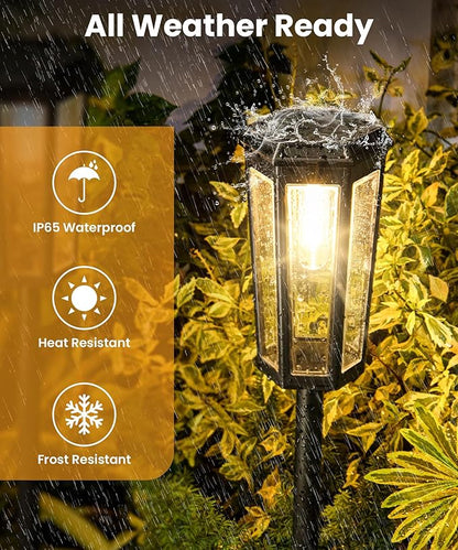 Solar Pathway Lights 6 Pack, 2 Modes Auto On/Off 40 Lumens Waterproof IP65 Landscape Lighting, Solar Lights Outdoor Walkway, Outside Lights Solar Power for Yard Garden Patio