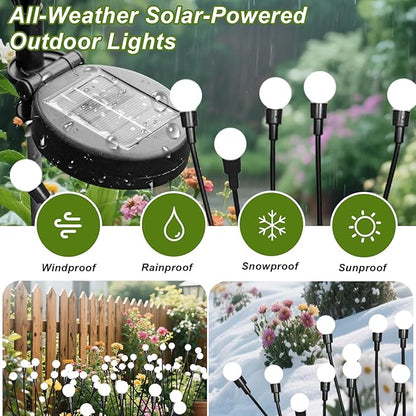 8 Packs Solar Firefly Lights, 64 LED Warm Solar Walkway Lights Outdoor, Waterproof Swaying Light Garden Decor with 2 Modes, Lawn Light for Front Yard Backyard Yard and Pathway