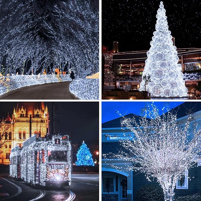 Solar String Lights for Outside, 3 Pack Total 120FT 300 LED Solar Garden Twinkle Light Outdoor, Waterproof with 8 Lighting Modes Fairy Lights for Patio Party Wedding Decorations (Cool White)