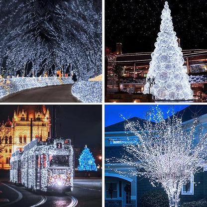 Solar String Lights for Outside, 3 Pack Total 120FT 300 LED Solar Garden Twinkle Light Outdoor, Waterproof with 8 Lighting Modes Fairy Lights for Patio Party Wedding Decorations (Cool White)