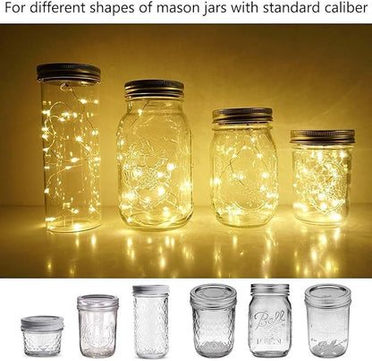 Decorman Solar Mason Jar Lights, 8 Pack Waterproof Fairy Star Firefly Lids String Lights with 8 Hangers for Patio Yard Garden Party Wedding Christmas Decoration(Jars Not Included)