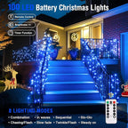 Christmas Porch String Lights, 33ft 100 LED Waterproof