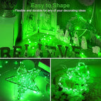 12-Pack Outdoor String Lights, 7ft Green Waterproof LED
