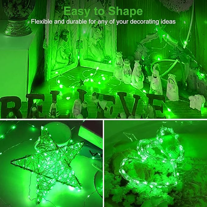 12-Pack Outdoor String Lights, 7ft Green Waterproof LED