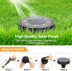 8-Pack Solar Ground Disk Lights, Waterproof LED