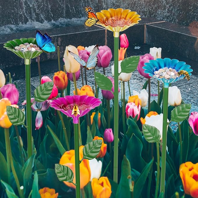 4-Pack Bee Watering Station, Metal Garden Bee Bath