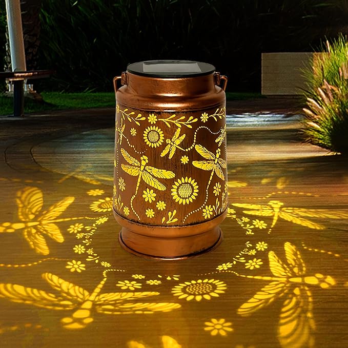 Elegant Dragonfly Solar Lanterns for Patio, Waterproof LED