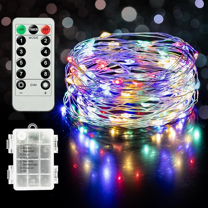 33ft Christmas LED String Lights, Waterproof Timer Lights