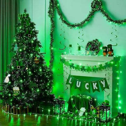 JMEXSUSS 4 Pack 50 LED Battery Operated String Lights Green, Each 16.5ft Green Light Outdoor Waterproof, 8 Modes St. Patrick’s Day Lights Indoor with Timer for Christmas Halloween Party Decoration