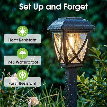 Greluna Solar Pathway Lights Outdoor 10 Pack, Auto On/Off Waterproof Solar Garden Lights, Energy Saving LED Landscape Outside Lights for Yard, Walkway, Patio & Driveway Decor
