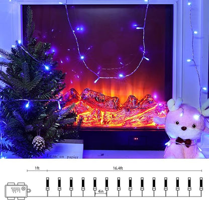 Lomotech Battery Operated Christmas Lights - 4 Pack Total 66ft 200LEDs String Lights 8 Modes Waterproof with Timer for Home, Garden, Party, Holiday, Tree Decoration (Clear Wire, Blue)
