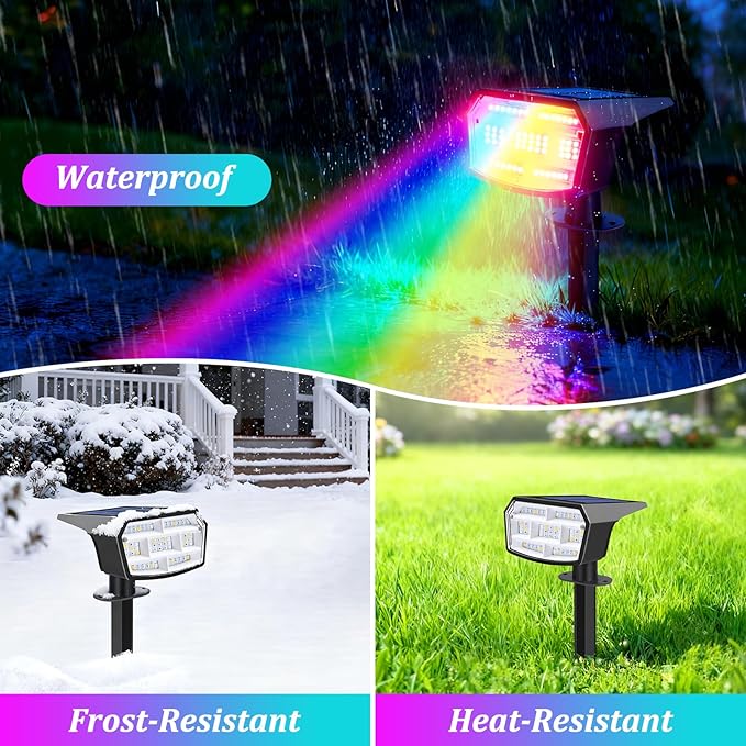 Sucolite 8-Pack Solar Spot Lights Outdoor Waterproof IP65, 3 Lighting Modes 2-in-1 Solar Landscape Spotlights for Yard, 59 LED Solar Powered Wall Lights for Garden Pathway Driveway Walkway, Multicolor