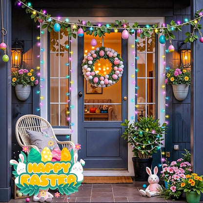 Pastel Easter Lights String Battery Operated Total 100LED 33ft for Easter Decorations for Home Outdoor Indoor Waterproof with Timer for Party Decorations, Multicolor