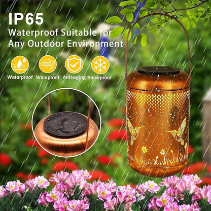 7 Color Variations Solar Lanterns Outdoor, Waterproof Hummingbird Garden Decor, LED Hanging Lights Metal Decor for Yard, Patio, Porch, Lawn, Tabletop - Perfect Christmas Gift for Women, Mom, Grandma