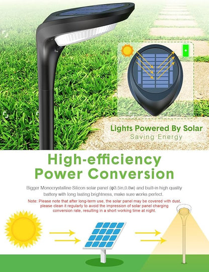 Solar Pathway Lights Outdoor 4 Pack - 150 LM High Bright Solar Lights Outdoor Waterproof IP65, Warm/Cool 2 Color Modes, Landscape Path Light for Walkway Driveway Garden Yard Patio