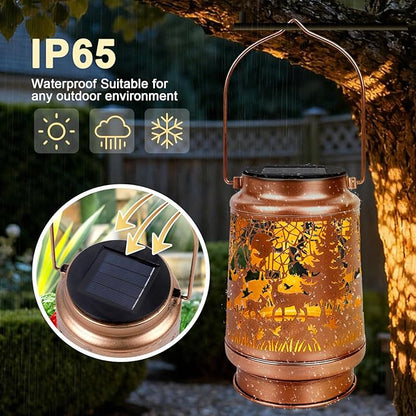 Deer Solar Lanterns Outdoor Waterproof - Wxiben Deer Decor Birthday Christmas Gifts for Women Men, Metal LED Decorative Hanging Solar Lights Lamp for Outside Garden Yard Patio Lawn Pathway Landscape