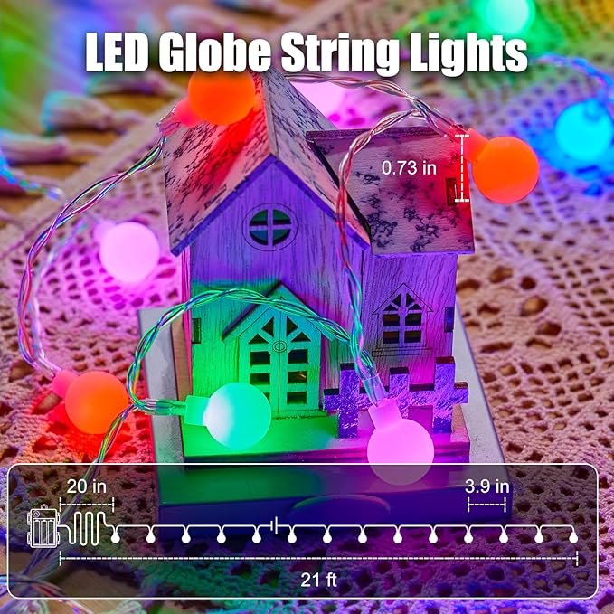 Yard String Lights, 21ft Weatherproof LED