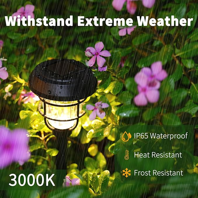 Solar Pathway Lights Outdoor, 8 Pack Bright LED Stake Lights, Waterproof IP65, Auto On Off Dusk to Dawn, Long-Lasting Battery (1000mAh), Up to 12 Hours Lighting for Walkway, Yard & Garden Decor
