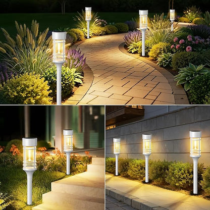 LETMY Solar Pathway Lights Outdoor, 8 Pack Solar Lights Outdoor Waterproof IP65, Bright Solar Garden Lights Outdoor for Yard Walkway Driveway Landscape Garden Decor（White）