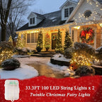Christmas Yard String Lights 2-Pack, 6ft 200 LED Waterproof