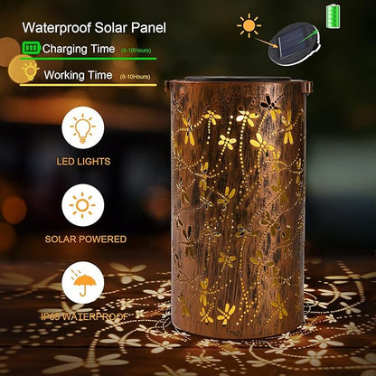 Dragonfly Solar Lantern, Chrismas Gifts for Women, Outdoor Waterproof LED Decorative Garden Lights for Lawn, Landscape, Patio, Porch Hanging Solar Lights for Ladies, Mom, Grandma