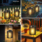 2-Pack Backyard Solar Lanterns, Waterproof LED Outdoor Lights